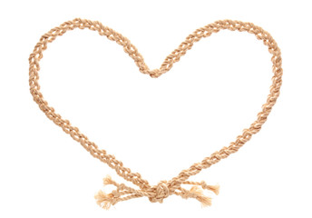 Heart made of rope on white background
