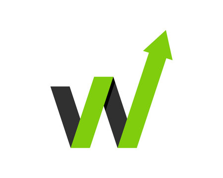 W letter with growth arrow up
