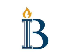 Combination B letter with pillar torch