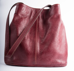 red leather bag
