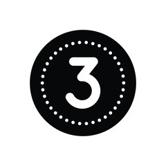 Black solid  icon for three 