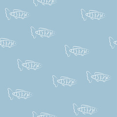 pattern with fishes on a blue background. print for fabric and design of things