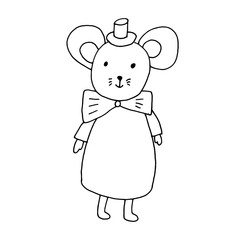 Children's toy mouse, hand-drawn in doodle style.