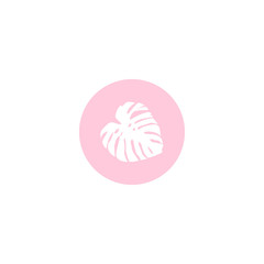 logo with a palm leaf on a pink background