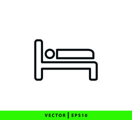 Bed icon vector flat style illustration