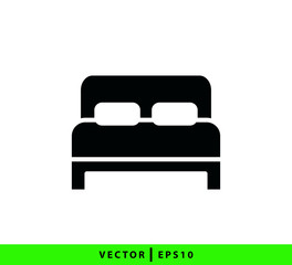 Bed icon vector flat style illustration