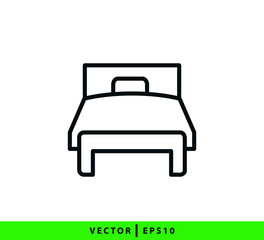 Bed icon vector flat style illustration