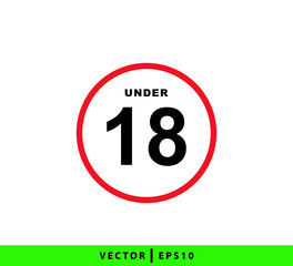 Under 18 icon vector logo design template