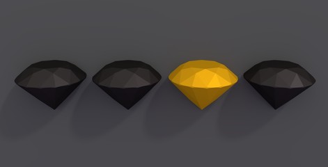 Abstract diamonds. Illustration of business leadership. 3d rendering