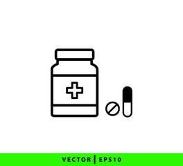 Medicine bottle icon vector logo design template