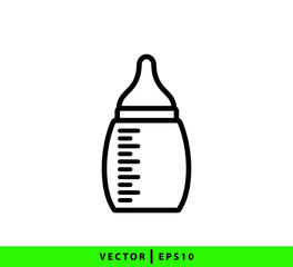 Milk baby bottle icon vector logo design template