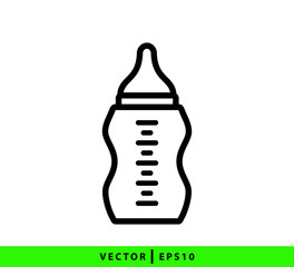 Milk baby bottle icon vector logo design template