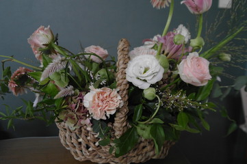 a beautiful flower basket full of fragrance