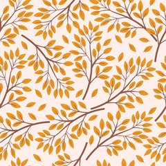 Seamless pattern with autumn leaves, colorful foliage. Vector background for wallpaper, wrapping, textile.