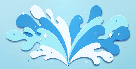 Splashing water in paper cut design