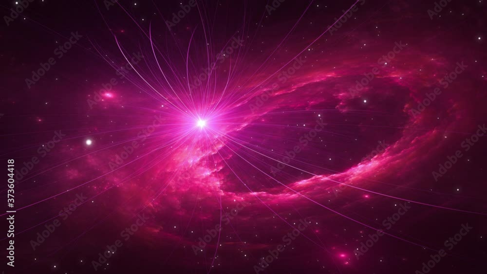 Wall mural video of universe flyby. camera moves towards a celestial object seen at a distance while stars flyb