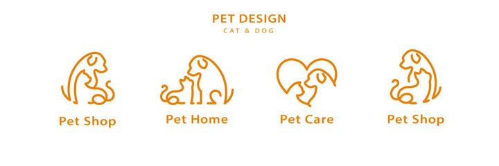 Pet line style logo design set