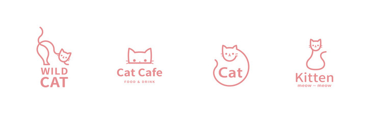 Cute line style kitty icons