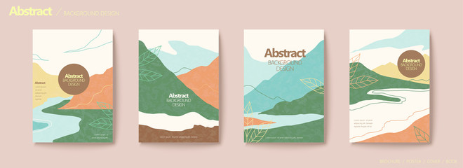 Mountain and river scene flyer set