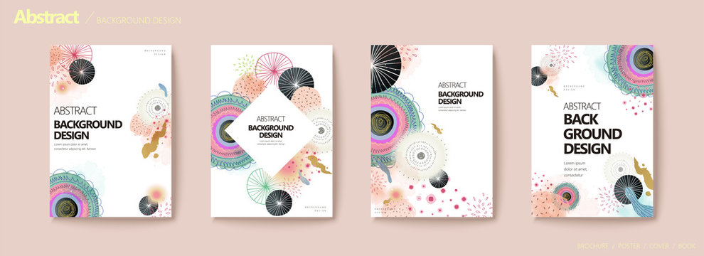 Romantic doodle floral flyer set