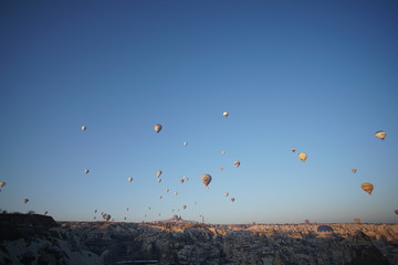 The great tourist attraction of Cappadocia - balloon flight. Cappadocia is known around the world as one of the best places to fly with hot air balloons. Goreme, Cappadocia, Turkey