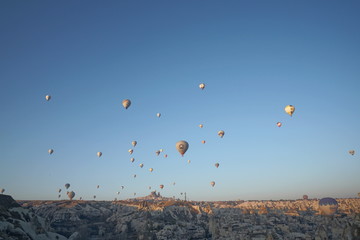 The great tourist attraction of Cappadocia - balloon flight. Cappadocia is known around the world as one of the best places to fly with hot air balloons. Goreme, Cappadocia, Turkey