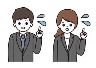 ビジネスマン ビジネスウーマン 指差し イラスト