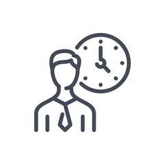 Business Person with Clock line icon. Working Hours vector outline sign.