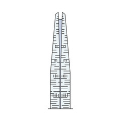 Korean modern architecture skyscraper icon sketch vector illustration isolated.