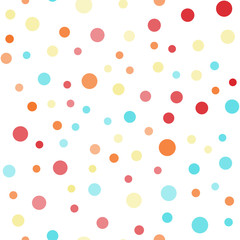 Seamless pattern with random colorful dots on white background. Vector