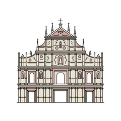 Obraz premium Famous Macau Saint Paul church ruins - flat isolated icon