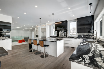 New big luxury modern house in Montreal's suburb partially furnished with backyard, empty rooms,...
