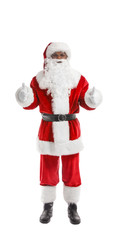 African-American Santa Claus showing thumb-up on white background