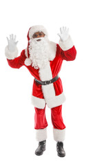 African-American Santa Claus on white background
