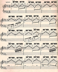 One page of vintage sheet music, full page macro.