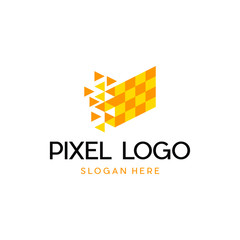Abstract Pixels Vector Logo Design inspirations, Technology Logo template