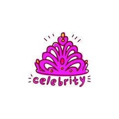 Crown or diadem icon with Celebrity inscription, vector illustration isolated.