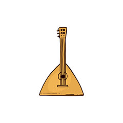 Russian culture musical tool a balalaika, sketch vector illustration isolated.