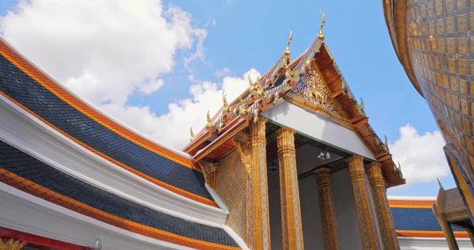 Temple of Bangkok Thailand with blue sky Wat RatchaBophit Buddhist royal. Beautiful temple travel in Thailand culture concept.