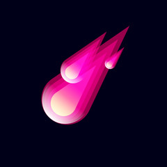 Comets logo. Meteors icon. Logo consist of some gradient shapes isolated, on black background. © Nataly