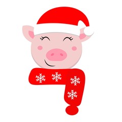 cute christmas animal in santa hat vector illustration