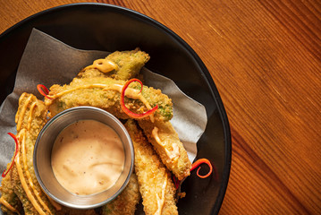 deep fried vegetables with sauce