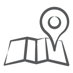 
Location map icon style, pointer on paper map 
