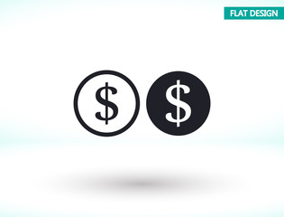 Dollar vector icon , lorem ipsum Flat design