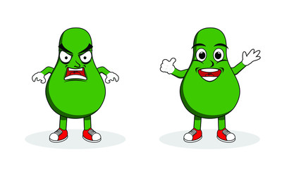 Avocado fruit character set flat