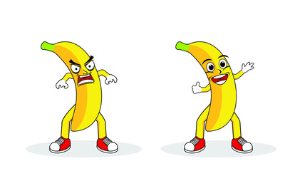 Banana fruit character set flat