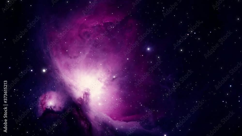 Canvas Prints video of universe or aerial flyby. camera moves towards a nebula and space objects seen at a distanc