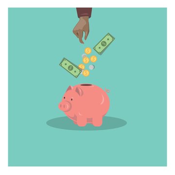 A financial savings piggy bank illustration because saving and investing money is important. 