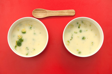 broccoli soup and spoon