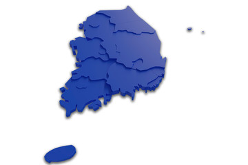 A 3D rendered map of South Korea